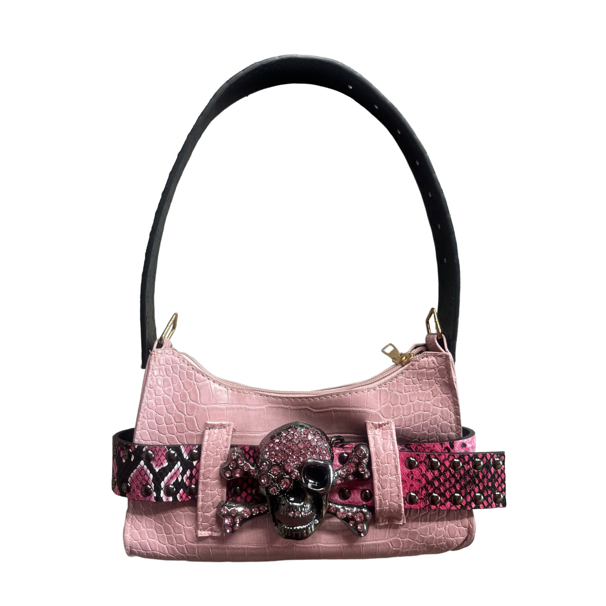 Pink skull belt bag